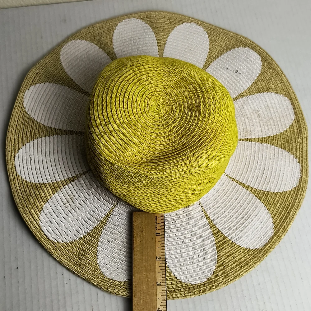 San Diego Hat Company Yellow and White Daisy Sun Paper Straw Hat Kids 5-7 - Picture 5 of 9